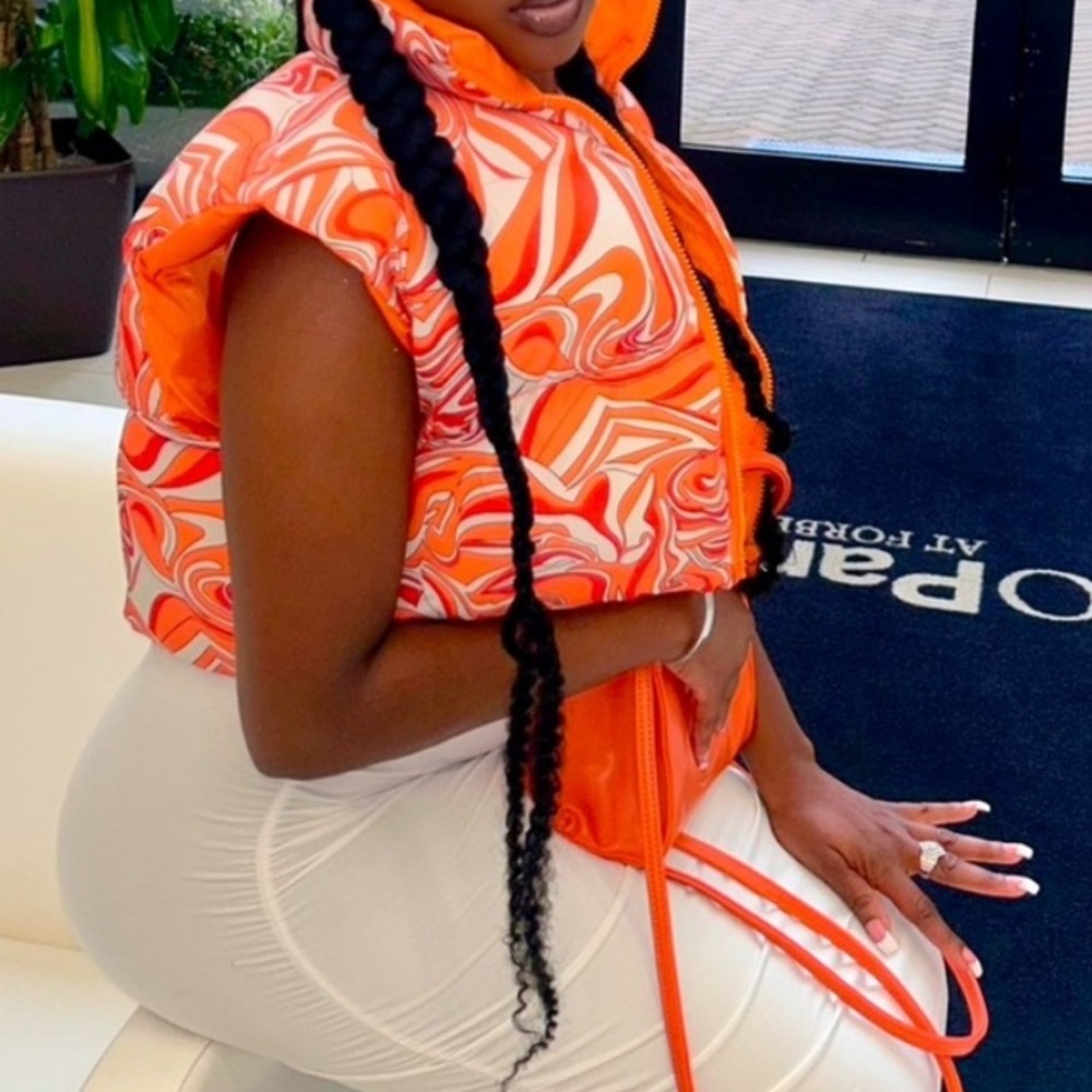 Puffy orange vest